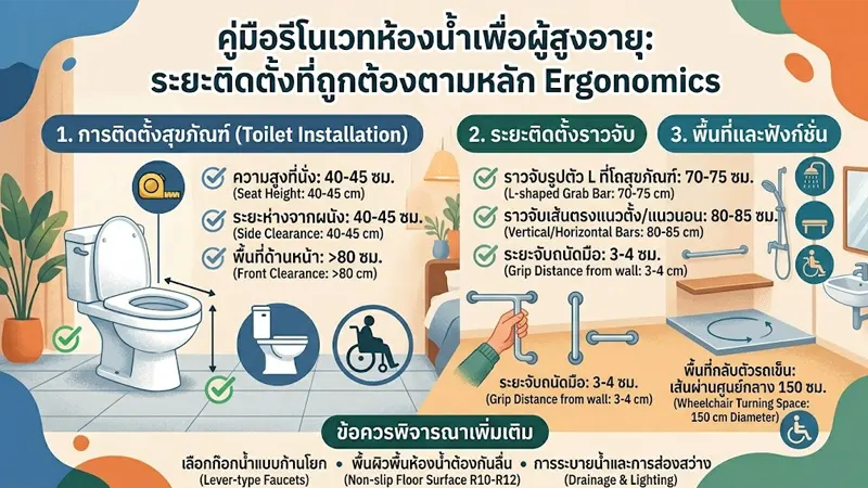 รีโนเวทห้องน้ำเพื่อผู้สูงอายุตามหลัก Ergonomics