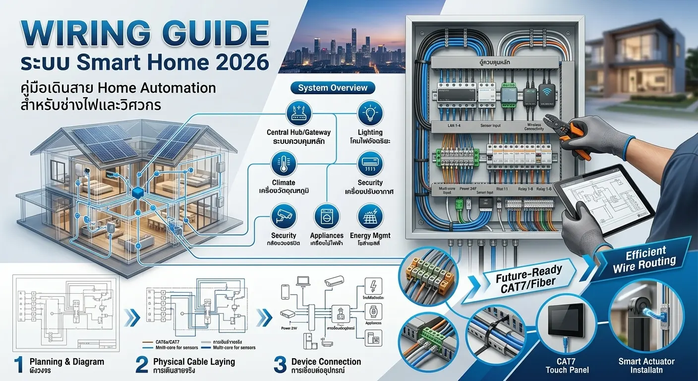 Wiring Guide ระบบ Smart Home 2026: คู่มือเดินสาย Home Automation สำหรับช่างไฟและวิศวกร